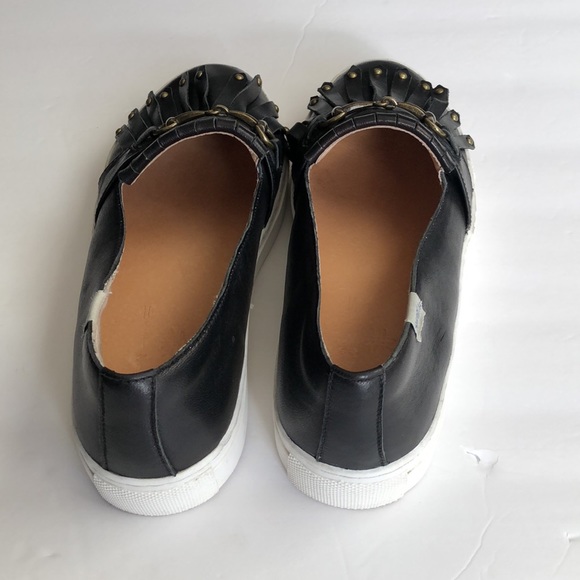 Fringed Black Leather Sneakers - Picture 4 of 9